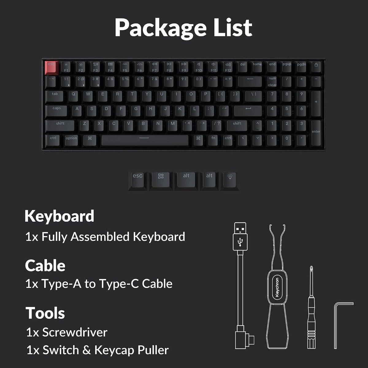 Keychron K4 96% Layout QMK Wireless and Wired Options Mechanical Keyboard, White Backlight Brown Switch, Hot-swappable, Paired with Shine-Through Double-Shot PBT Keycaps for Mac Windows - Version 3