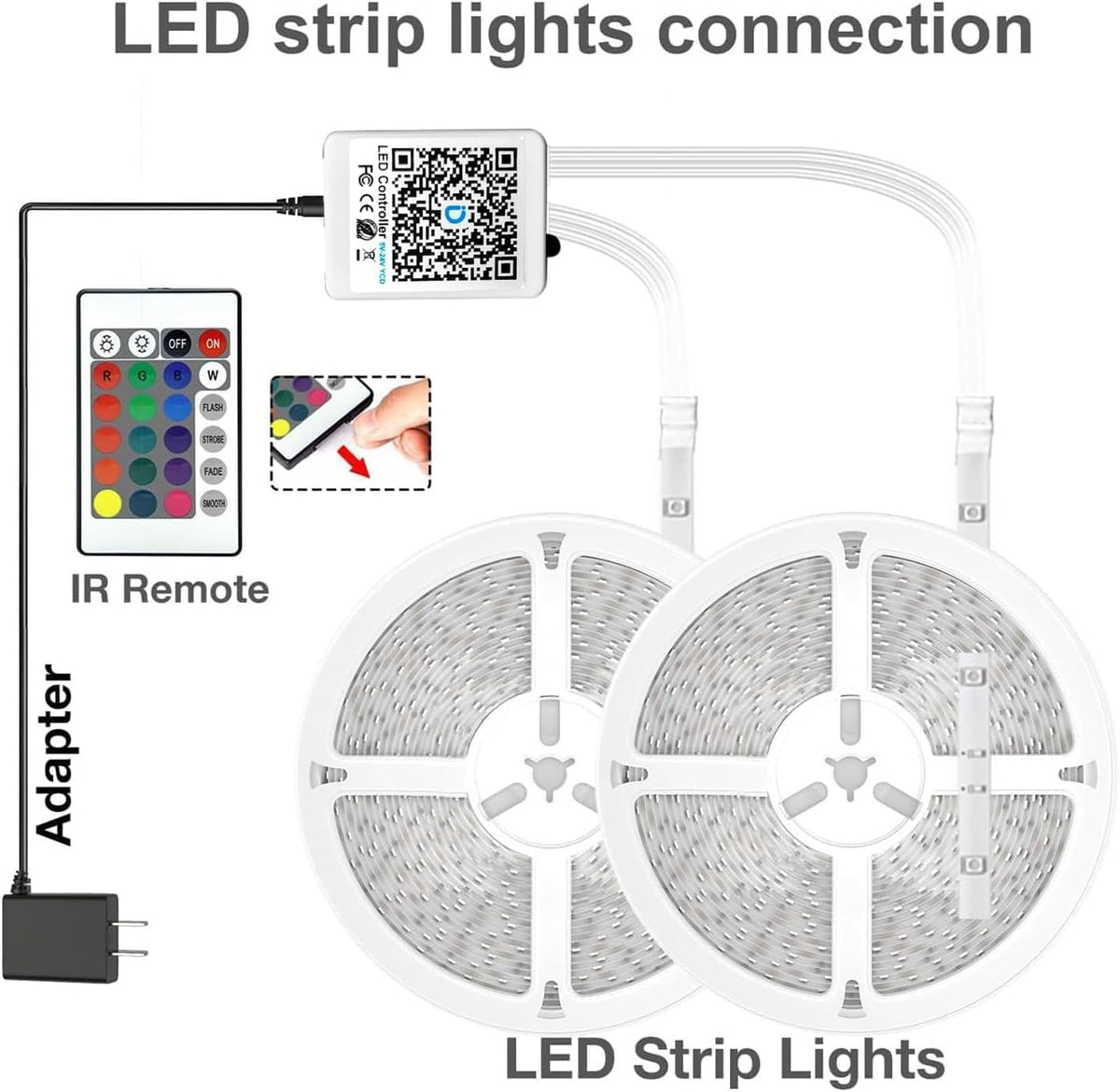 DAYBETTER LED Strip Lights 130 ft (2 Rolls of 65.6ft), LED Lights Smart App Control Lighting Bedroom Rome Decor with Remote, RGB Music Sync Color Changing LED Lights for Bedroom Party