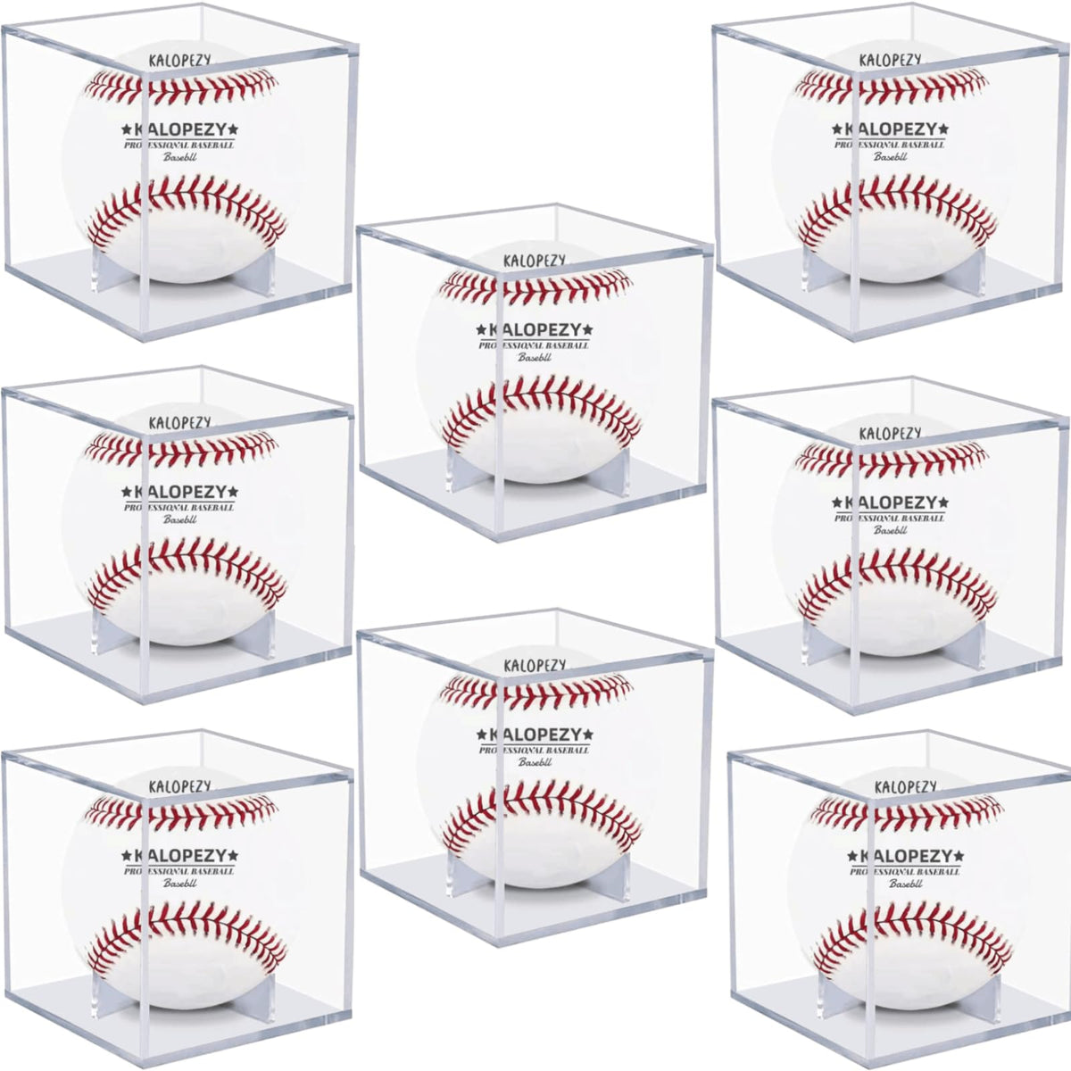8 Pack Baseball Display Case, UV Protected Acrylic Boxes for Display,Clear Display Case Baseball Cube Memorabilia Showcase Autograph Ball Protector