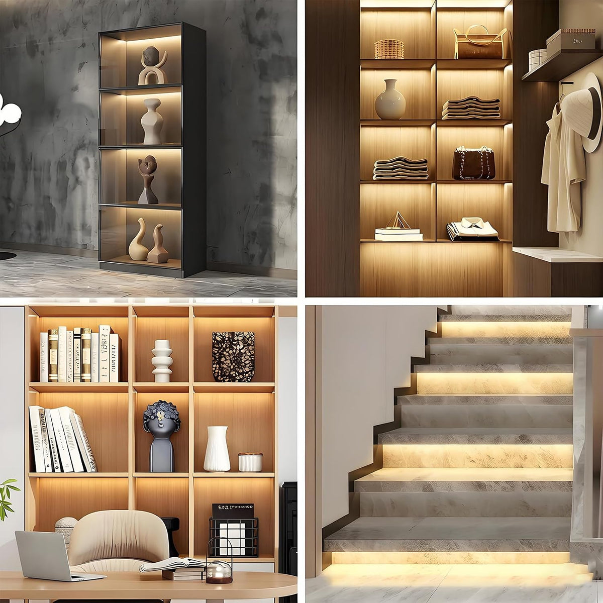 WOBANE LED Shelf Light, 4PCS 20inch Pre-Cut Strip Bars Warm White