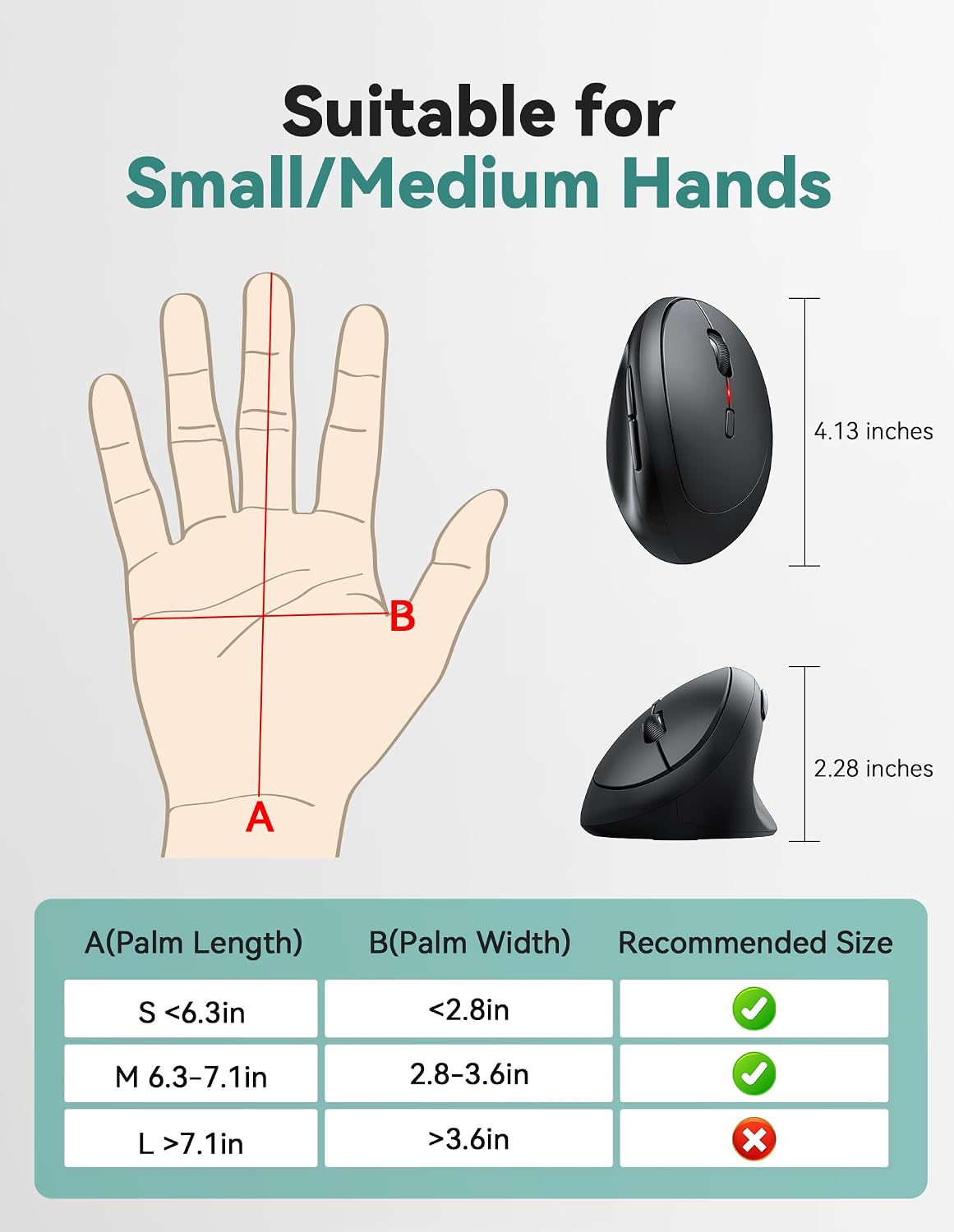 TECKNET Ergonomic Wireless Mouse 2.4G Vertical Mouse Silent 4800 DPI