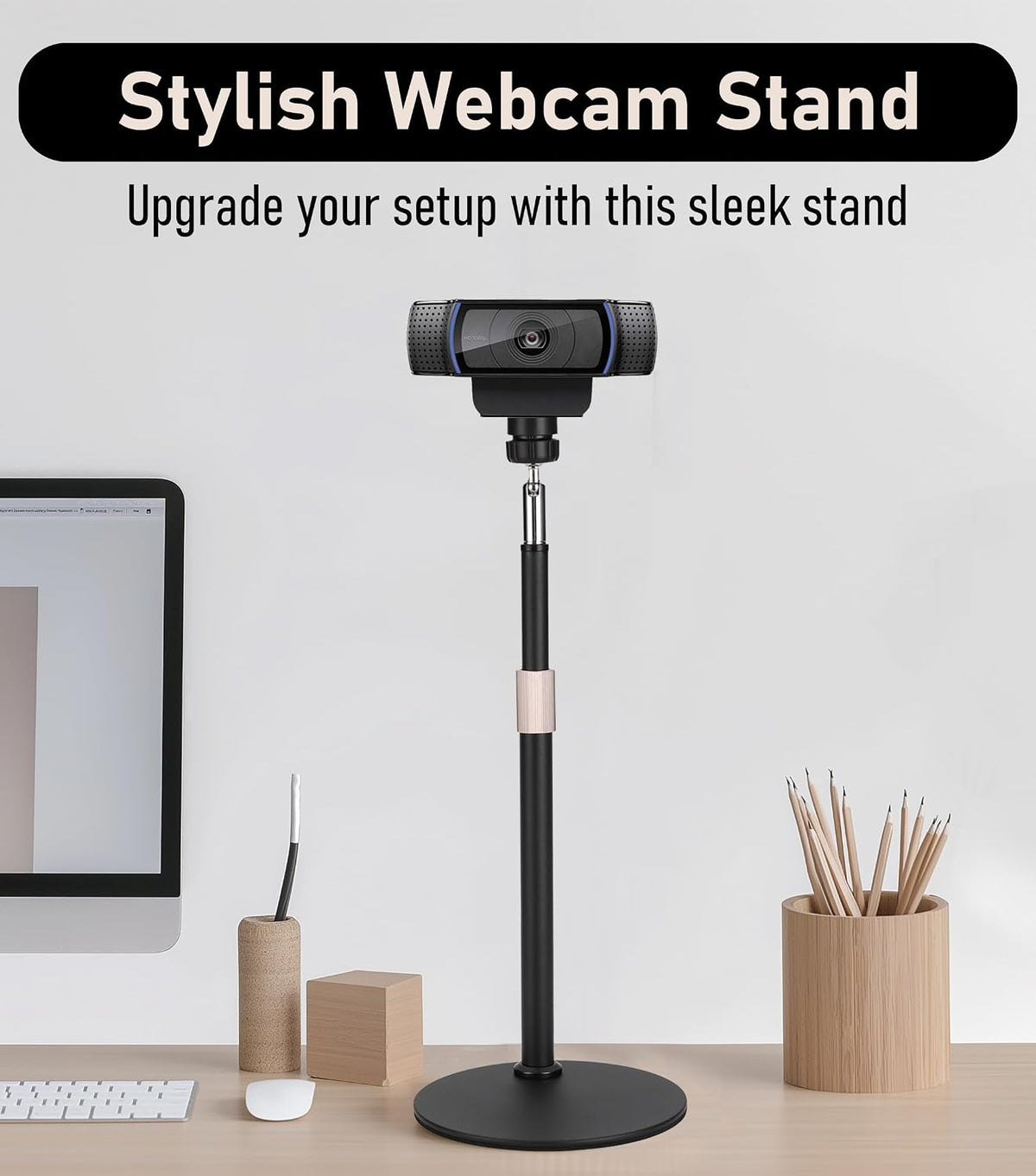 B15 All Metal Webcam Phone Desk Camera Stand 360° Swivel Holder for Webcam C960 C930e C930 C920 C920S C922x C922 Brio 4K C925e C615 and Other 1/4'' Thread Devices
