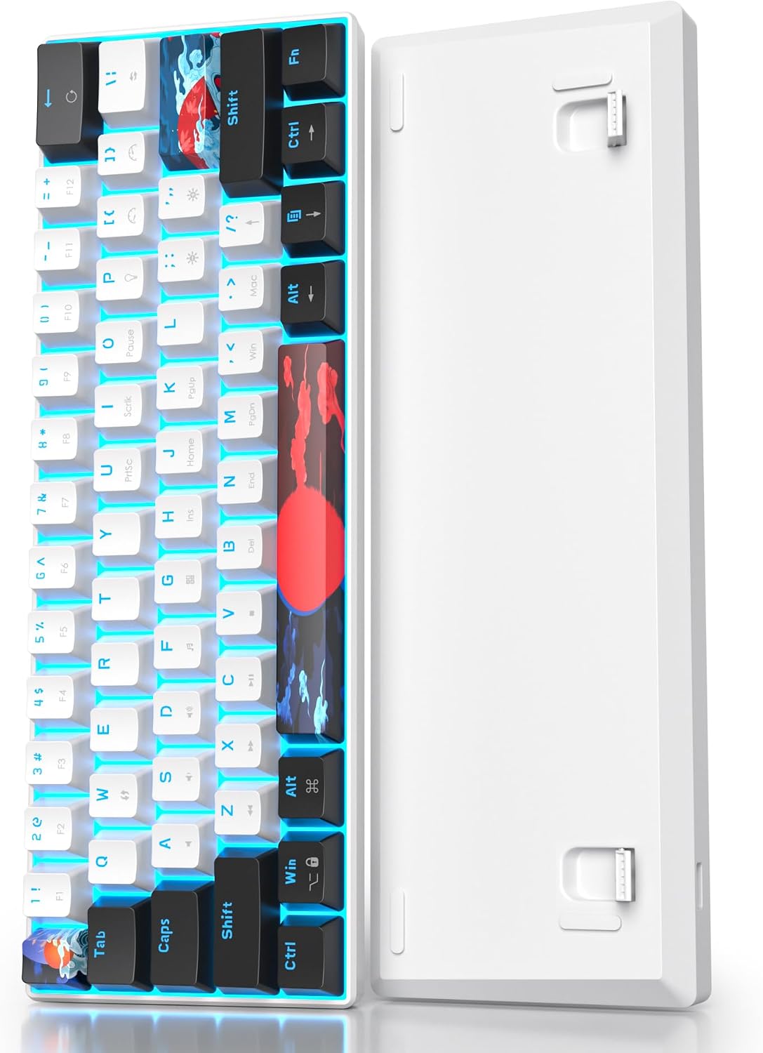 60 Percent Gaming Keyboard 61 Keys Mechanical Keyboard Ultra Compact Wird Keyboard LED Backlit with Red Switch for PC Laptop Gamer(61 White)