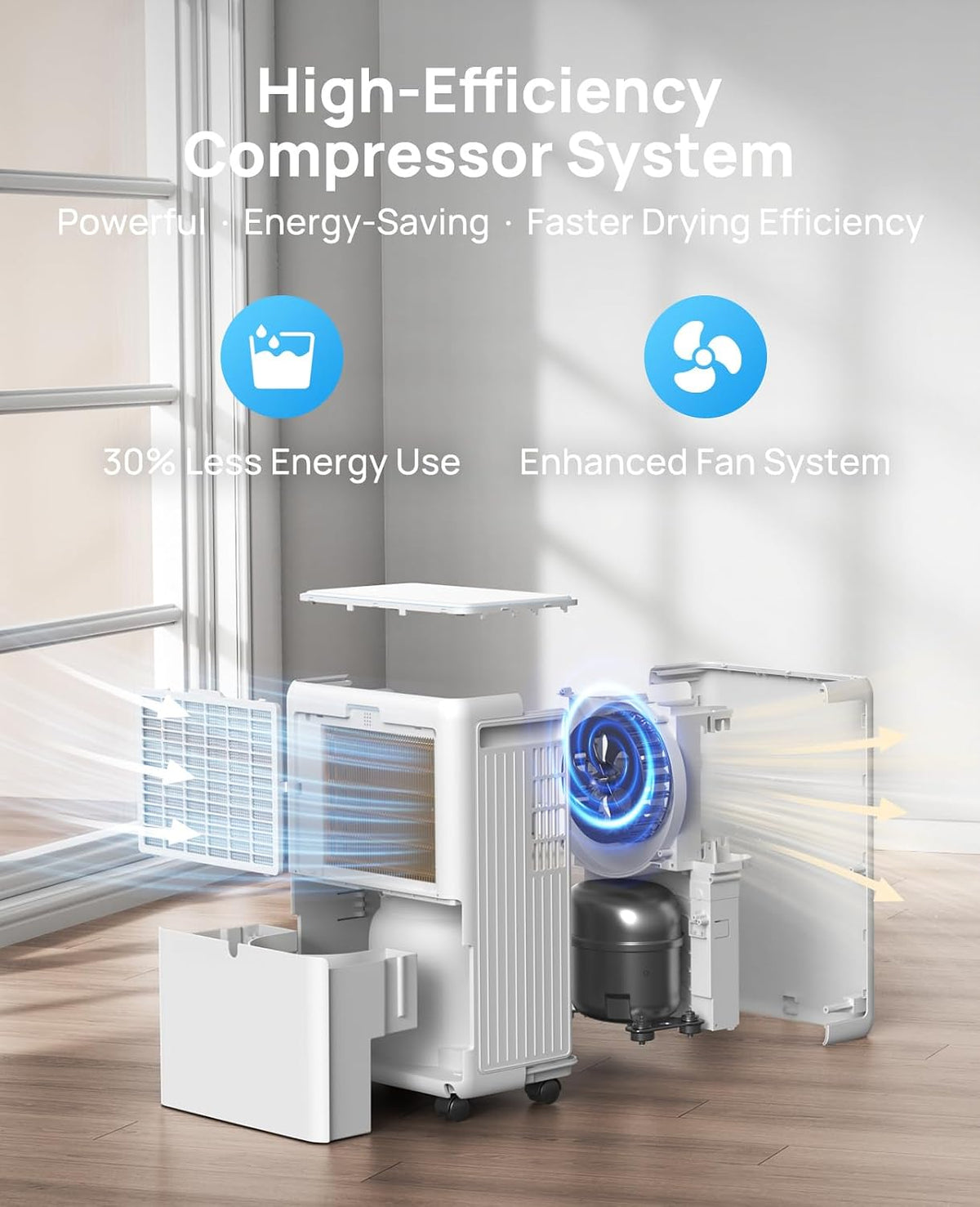 30 Pint Dehumidifier, 2500 Sq. ft Dehumidifier for Basement with Drain Hose