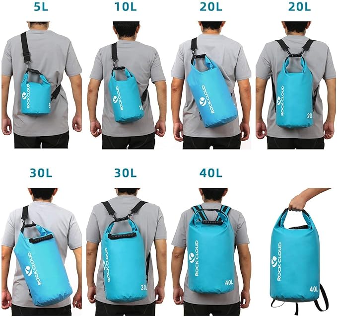 ROCK CLOUD Dry Bag Waterproof 5L Dry Sack for Kayaking Rafting Boating Beach Surfing Swimming Canoe Camping Hiking Fishing Ski, Orange