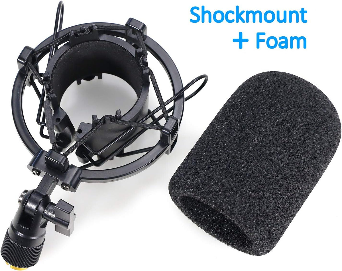 AT2020 Shock Mount with Pop Filter - Foam Windscreen with Microphone Shockmount Reduces Vibration Noise and Blocks Out Plosives for Audio Technica AT2020 AT2035 ATR2500 Condenser Mic by YOUSHARES