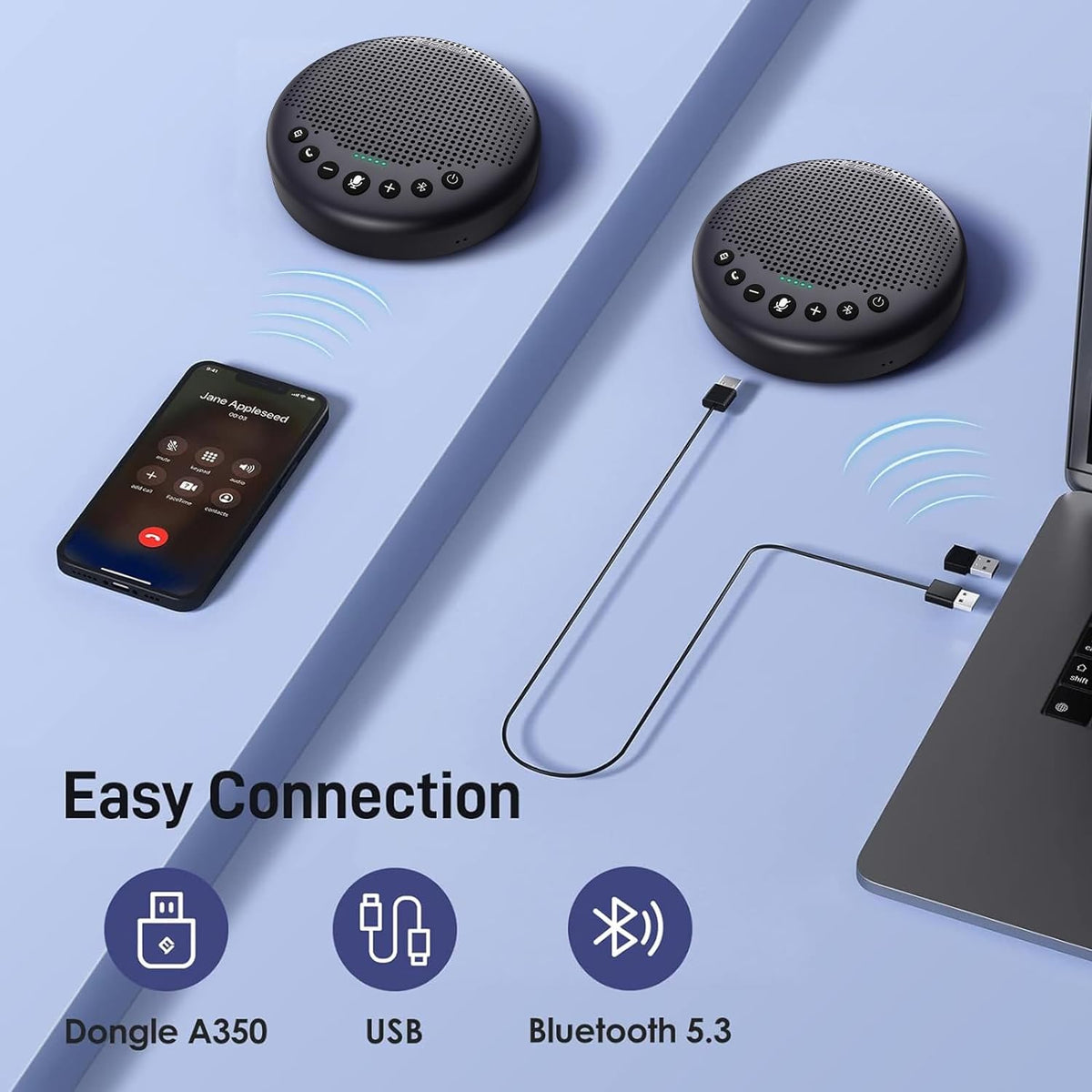EMEET Luna Plus Conference Speaker and Microphone w/ 8 Mics, 360° Voice Pickup