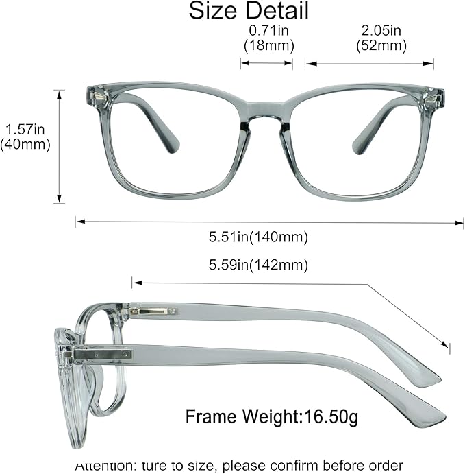 YEIN Bifocal Reading Glasses with Blue Light Blocking Lenses, Bifocal Reader for Women and Men, Vintage Square frame with Spring Hinge (+0.75/+3.25 magnification)