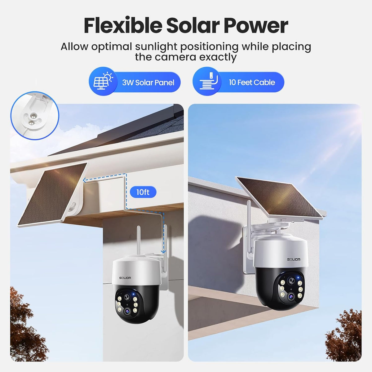 SOLIOM 4K Outdoor Solar Security Add-On Camera, Supports Up to 4 Cams