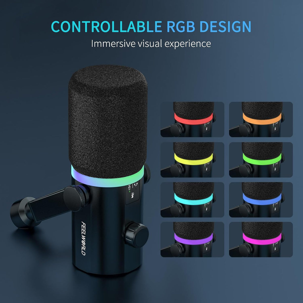 FEELWORLD PM1 XLR USB Black Metal Podcast Dynamic Microphone for Recording