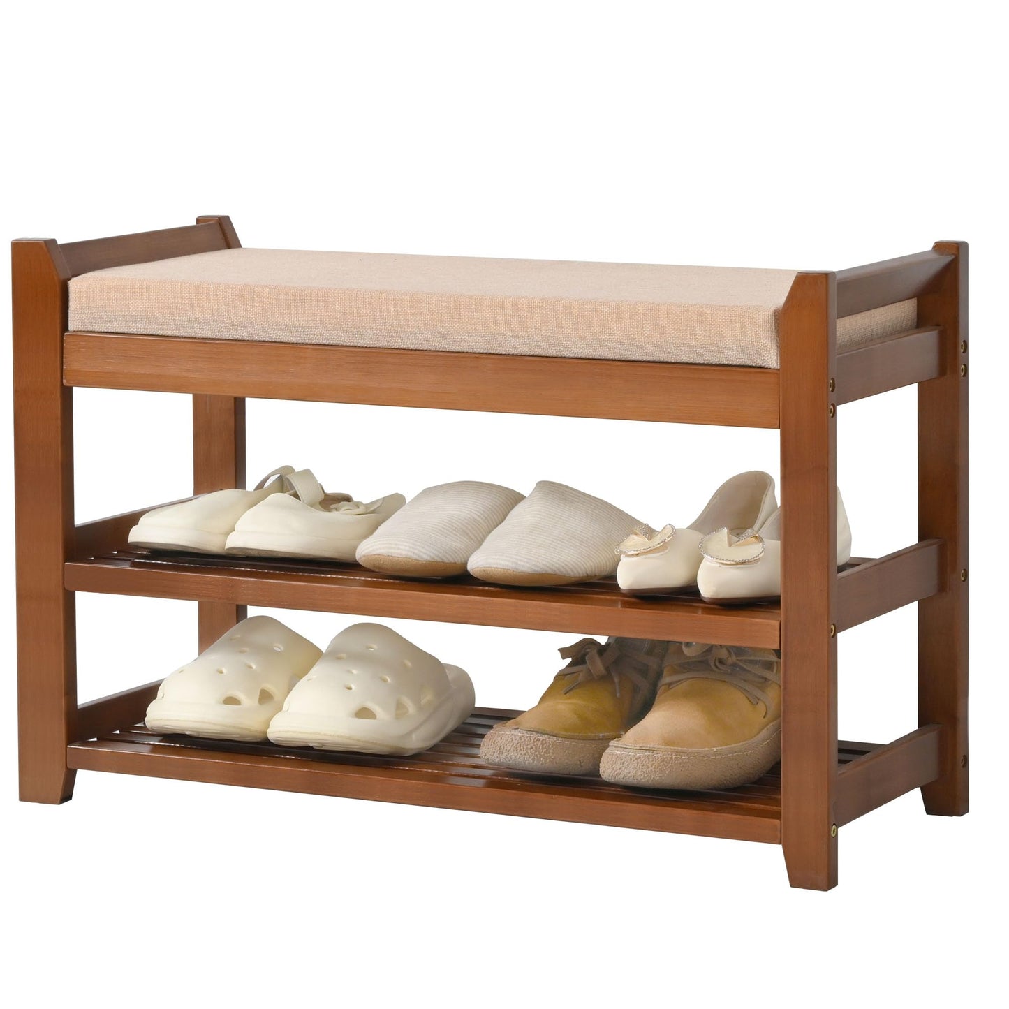PETKABOO Shoe Rack Bench with Storage 27.6 in, Entryway Bench Shoe Storage with Cushion for Hallway, Bedroom, Living Room