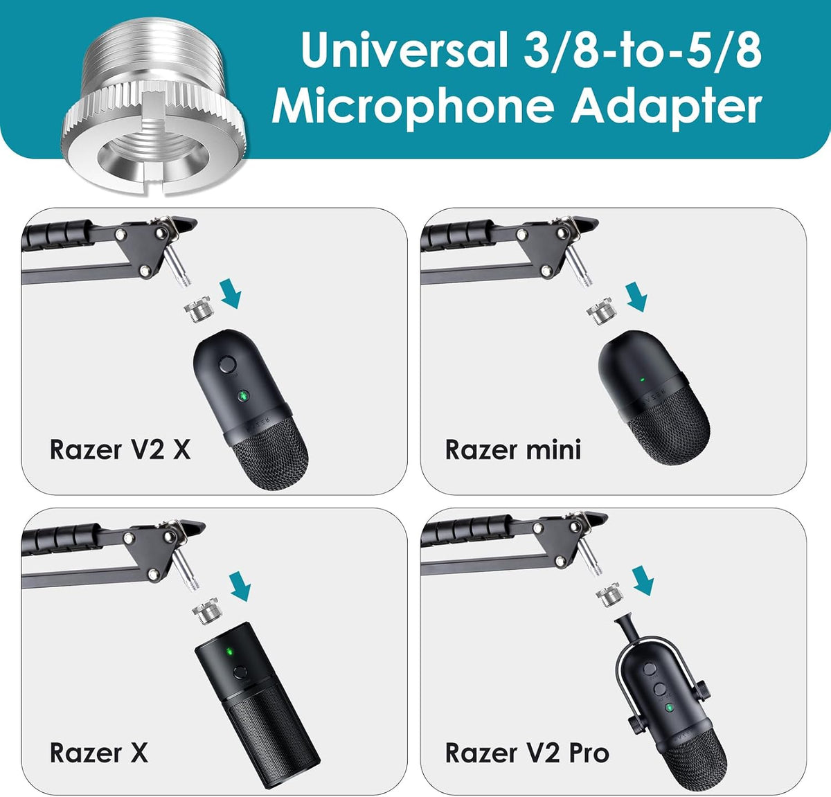 Mic Boom Arm for Razer Seiren V3 Mini Microphone - Adjustable Mic Arm Compatible with Razer Seiren V2 X, Seiren Mini and Seiren X, Mic Stand Great for Streaming, Gaming, Podcast by YOUSHARES