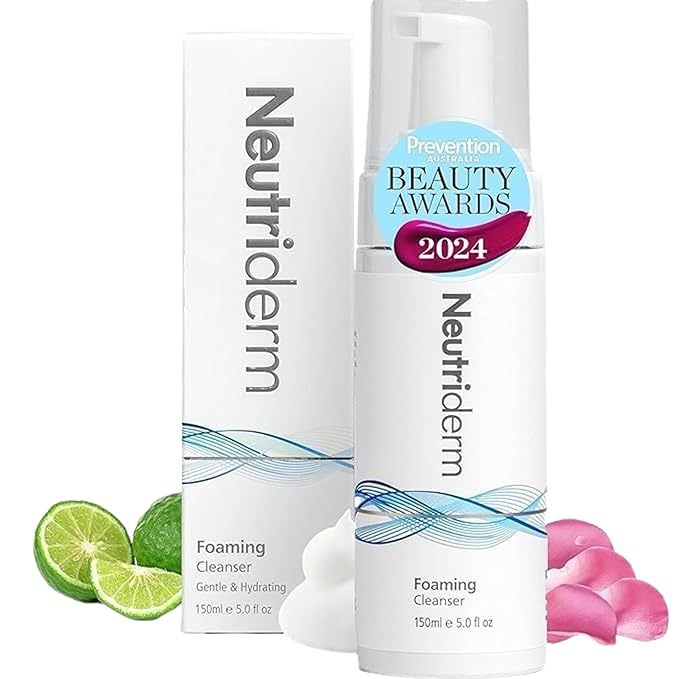 NEUTRIDERM Foaming Face Wash, Gentle Foaming Facial Cleanser with Niacinamide, Vitamin C & Panthenol, Hydrating Foam Cleanser for Double Cleanse, Makeup Remover, 150ml / 5 fl oz
