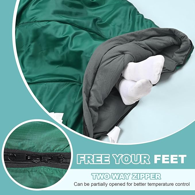 AGEMORE Sleeping Bag for Adults, Double and Single Size, Lightweight Portable Camping Sleeping Bag with Draft Tubes, Fit for Warm & Cold Weather Camping Hiking Backpacking Or Traveling