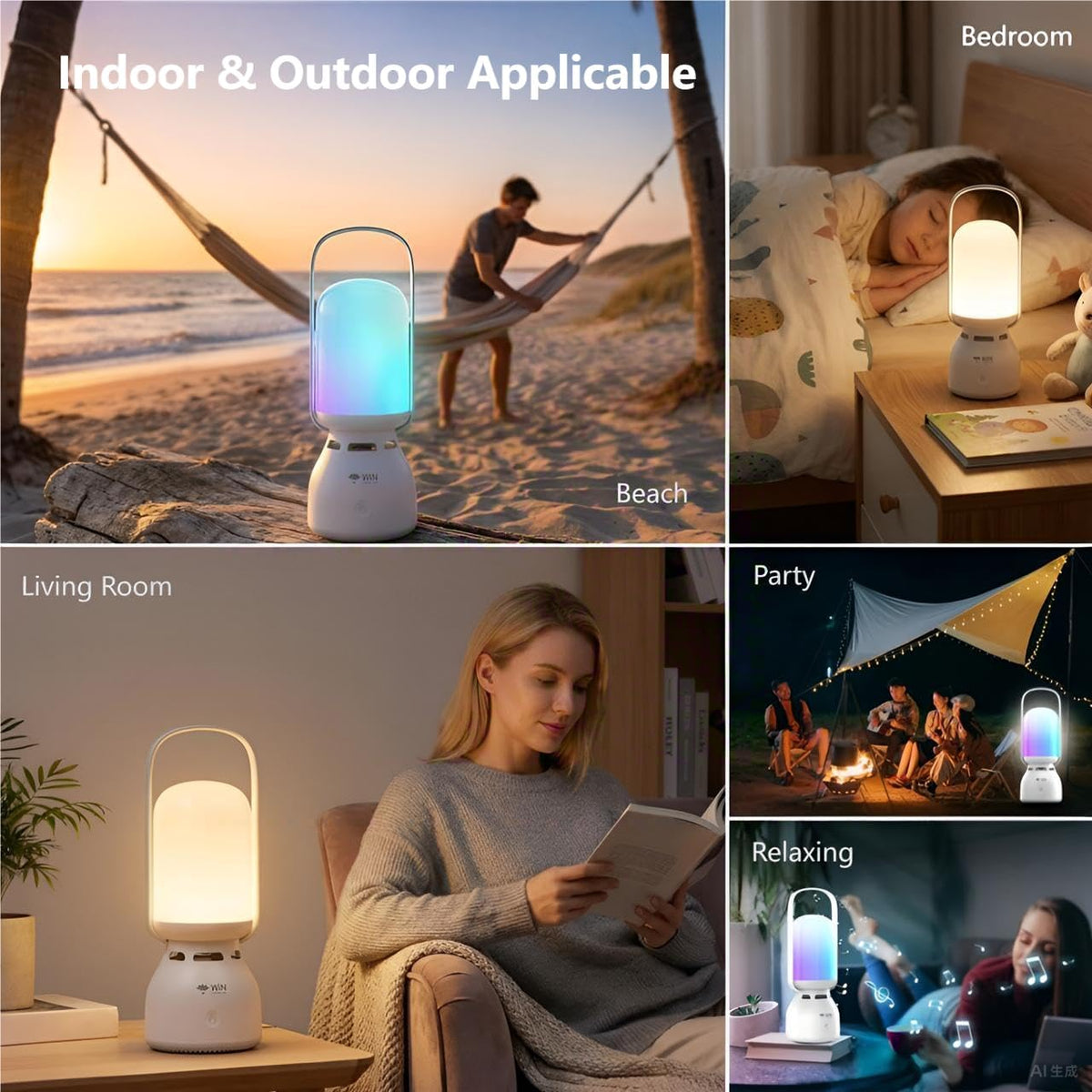 Bluetooth Camping Lantern Speaker, 3 Brightness Modes LED Light, 11 RGB Light Modes, Rechargeable Portable TWS Wireless Speaker, for Outdoor Camping, Halloween Party, Beach, Unique Hostess Gift