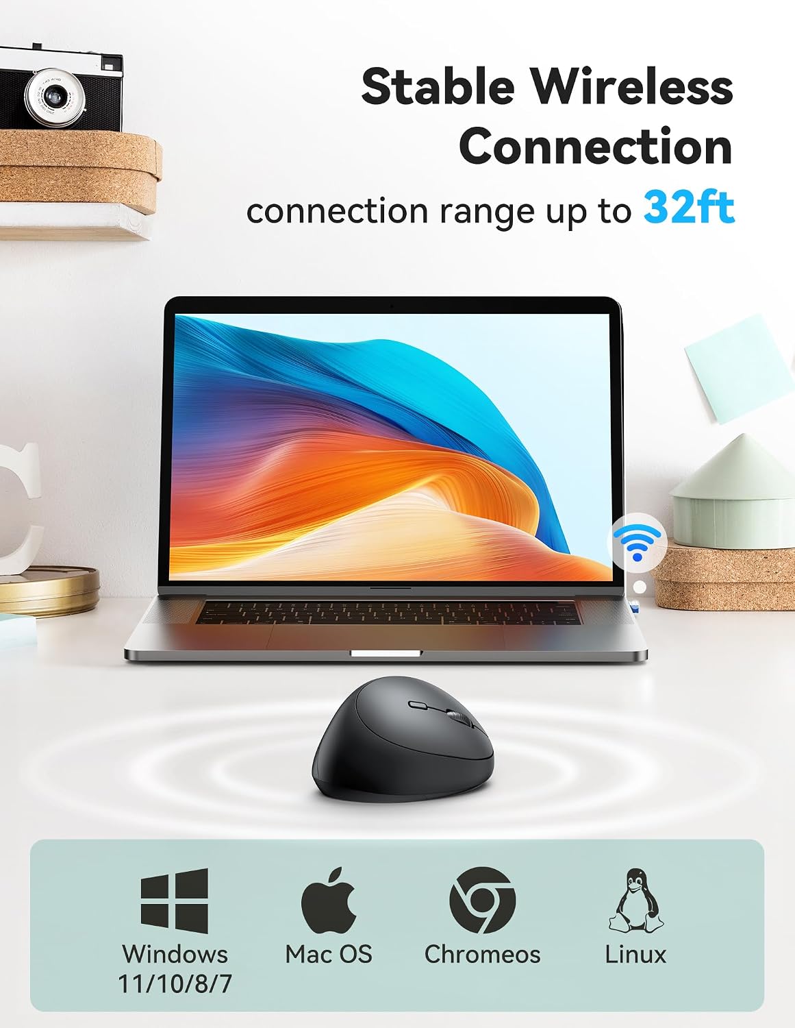 TECKNET Ergonomic Wireless Mouse 2.4G Vertical Mouse Silent 4800 DPI