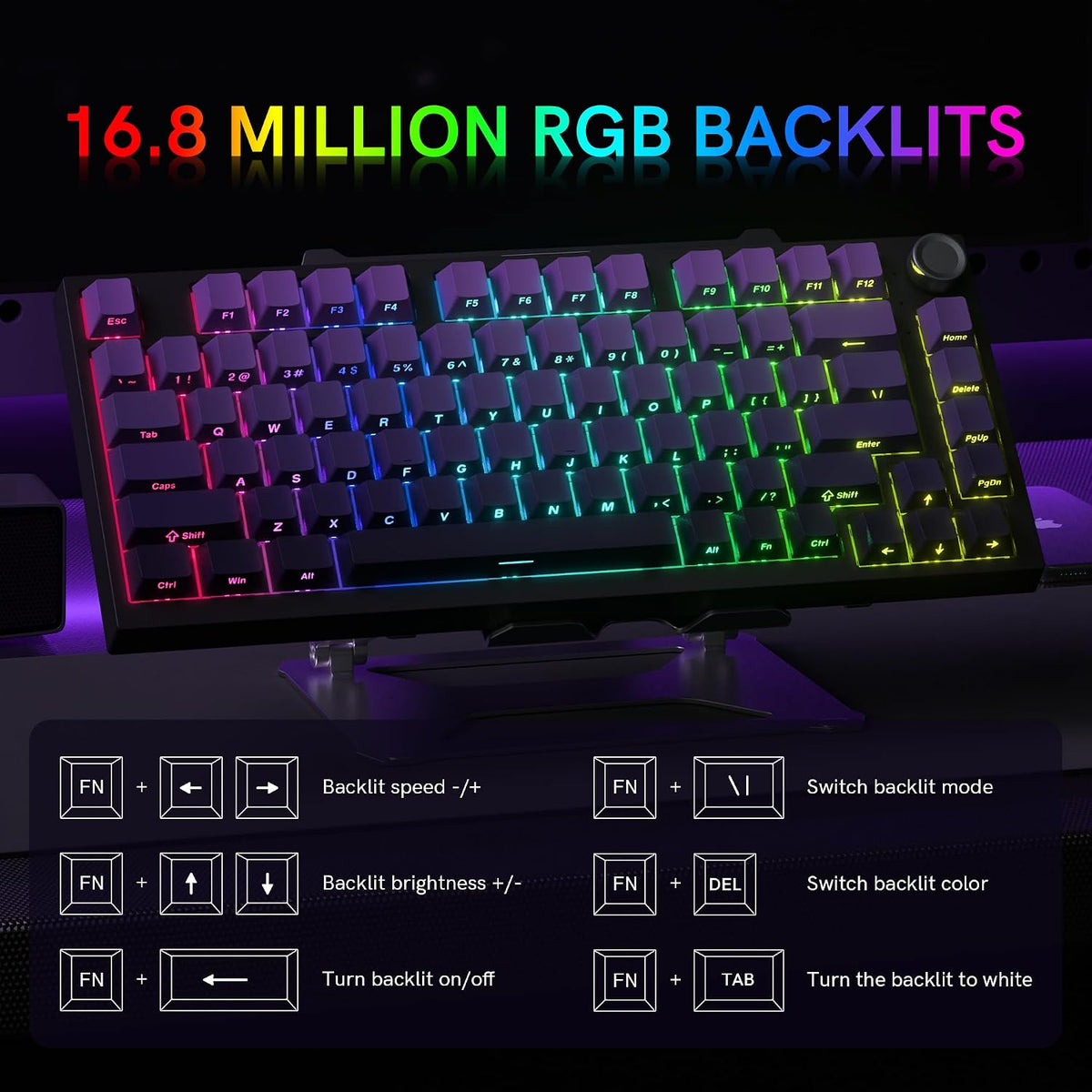COSTOM WK75 75% Wireless Gaming Mechanical Keyboard Gasket Structure