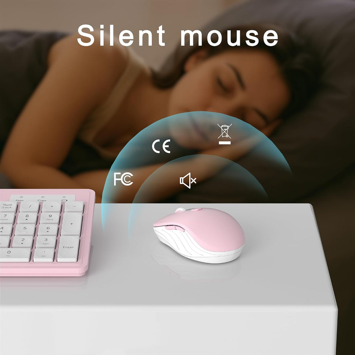 MPTOG Wireless Keyboard and Mouse Combo for PC Laptop (Pink White)