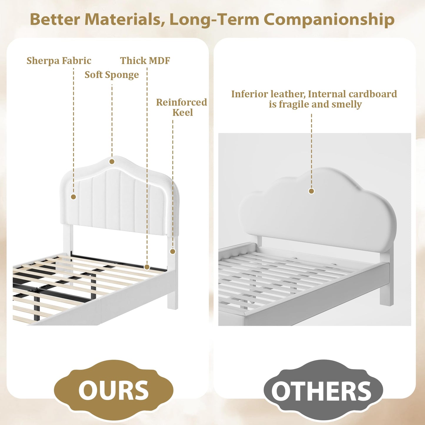 GarveeHome Twin Upholstered Bed Frame with Storage Drawer and Smart Led Headboard, Twin Size Platform Bed Frames for Kids, Wooden Slats Support, No Box Spring Needed, Easy Assembly, White