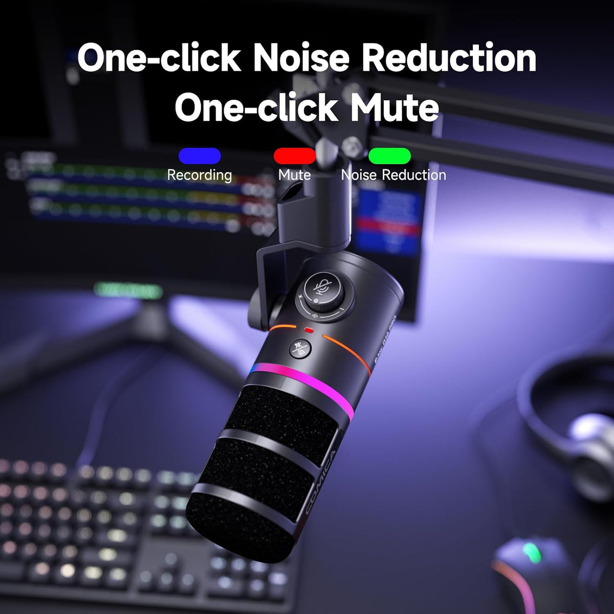 COMICA EJoy D10 Pro XLR/USB-C Gaming Microphone for Podcasting Recording,Wired/Wireless Dynamic Computer Mic for Desktop with Boom Arm,Mute,Noise Reduction,Gain,for PC,PS4,PS5,Live Streaming,YouTube