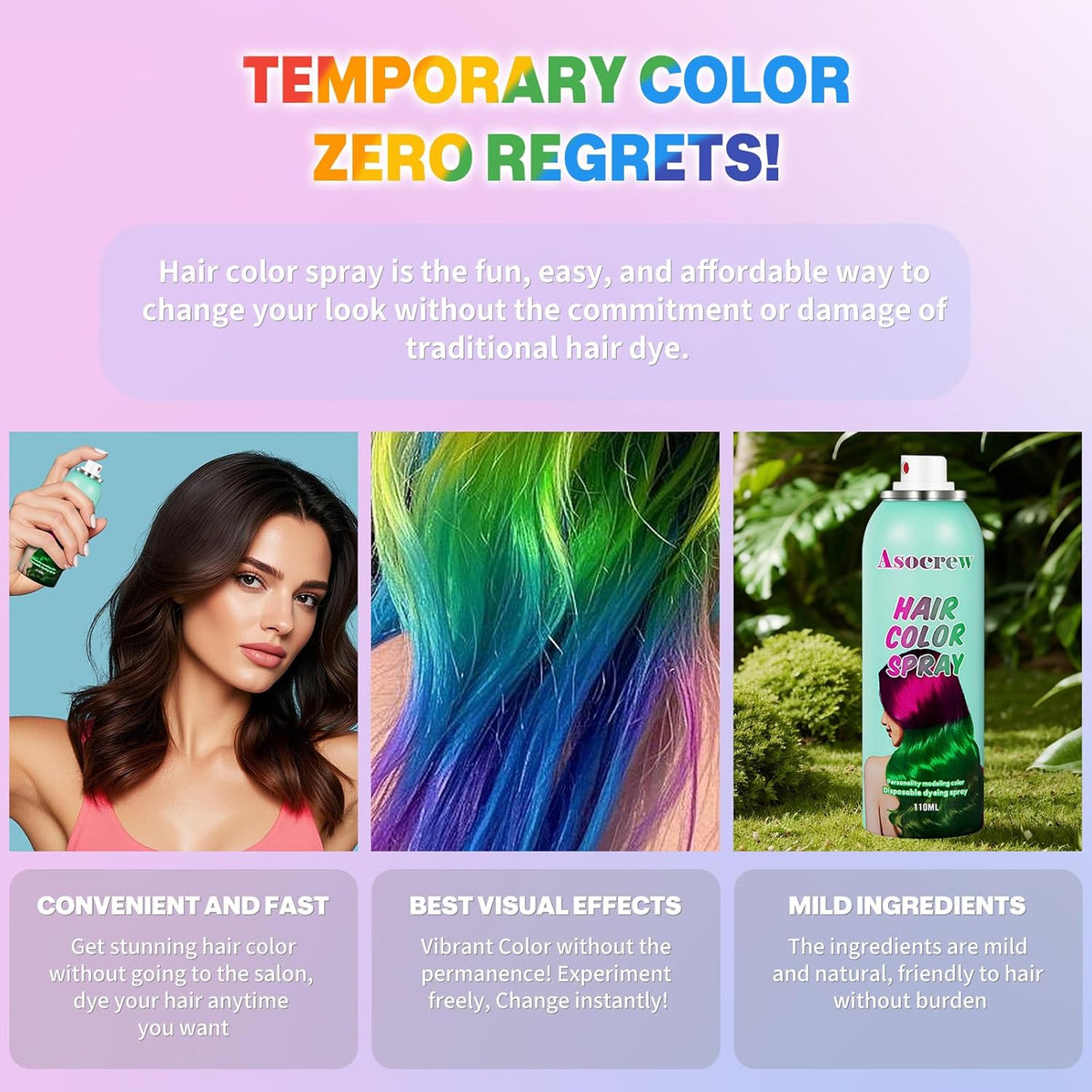 Orange Hair Spray,Hair Color Spray Dye,Temporary Hair Color Spray for Kids Women,Color Hairspray Pomades,Washable Hair Dye for Kids, Colored Hair Spray for Party,Halloween,Cosplay(Orange)