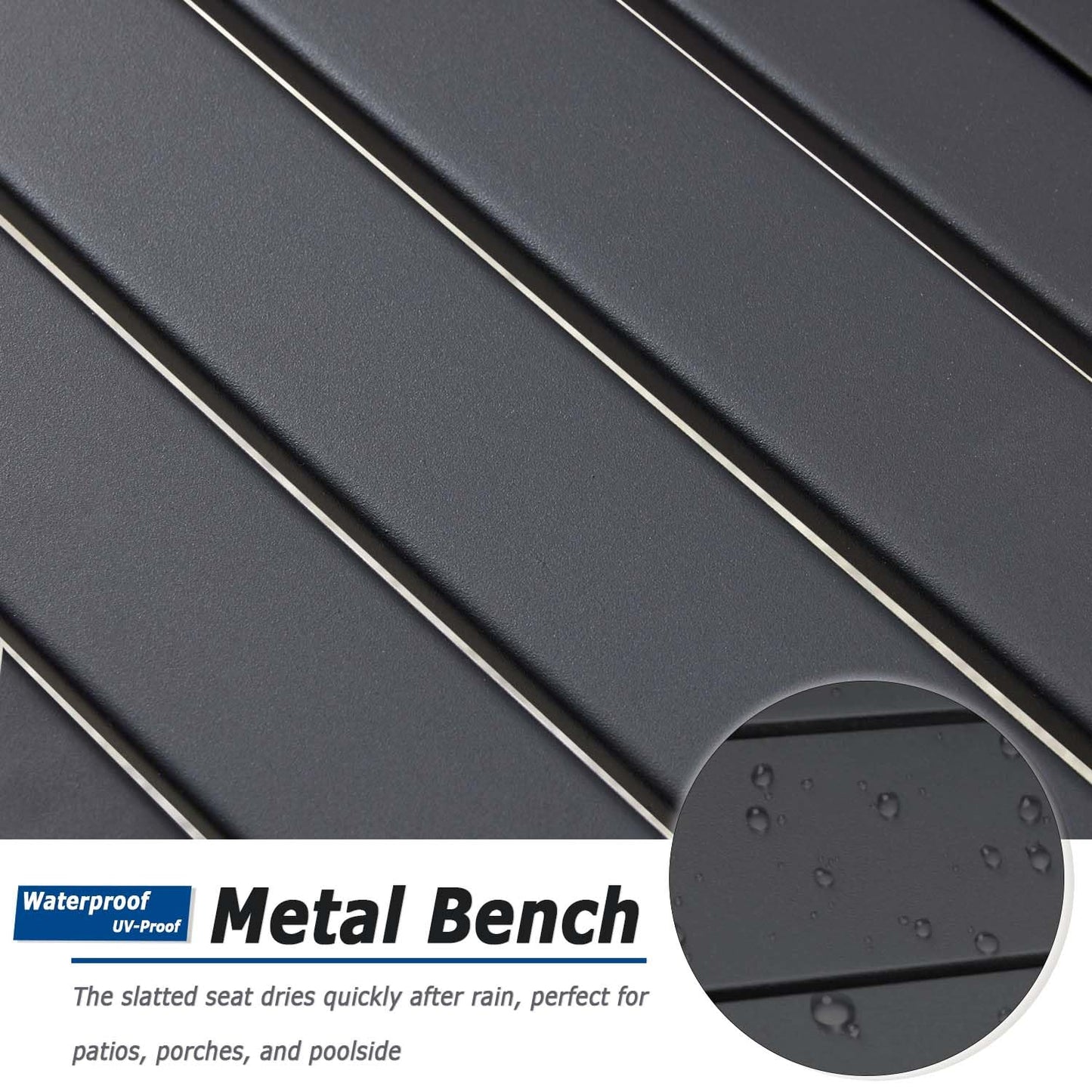 Stabrech Black Outdoor Backless Bench for Garden, Set of 2, Metal Outdoor Bench Weatherproof, Patio Benches for Outdoors, Benches Seat for Backyard, Porch