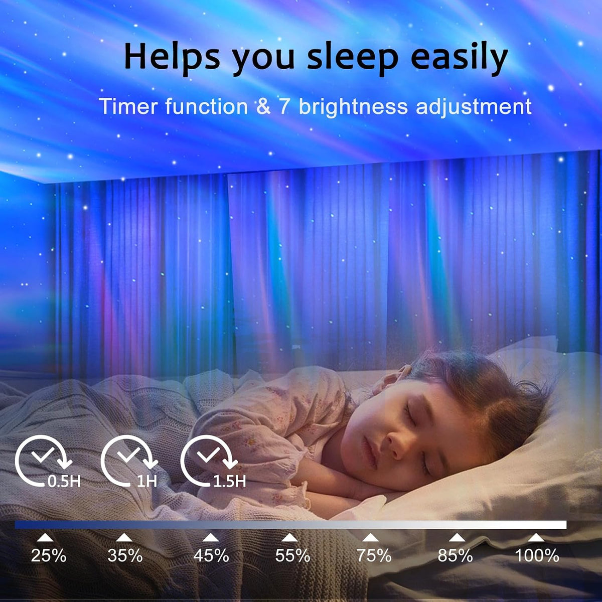 ELITUN Star and Aurora Night Light, Dual Effect Moon Galaxy Projector