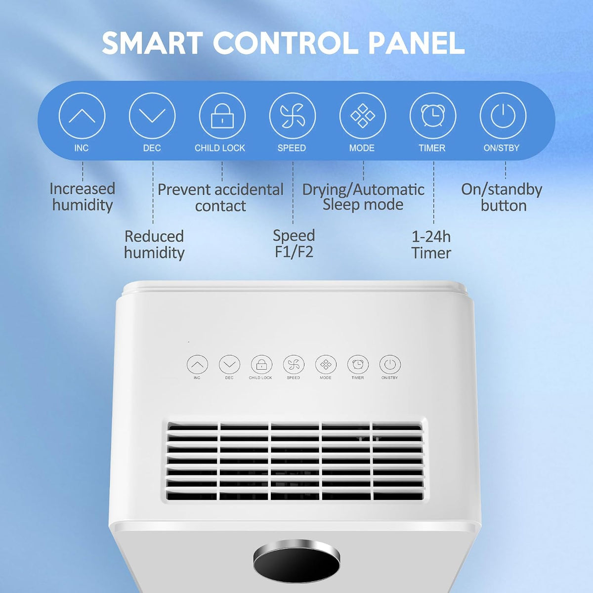 2500 Sq.Ft Dehumidifier with Drain Hose for Basement and Home Large Bedroom Bathroom, 35 Pints Dehumidifiers with Auto Shut Off, Intelligent Humidity Control, Auto Defrost, 3 Modes, 24HR Timer