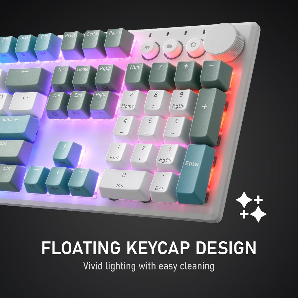 iRocks K74R Wireless RGB Mechanical Keyboard, Hot-Swappable Blue Switches