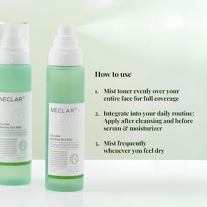 CICA Aloe Hydrating Toner Spray for Face - pH Balanced Facial Mist - Aloe Vera and Centella Asiatica - for Acne Prone and Sensitive Skin - Korean Skincare for Redness, Dryness