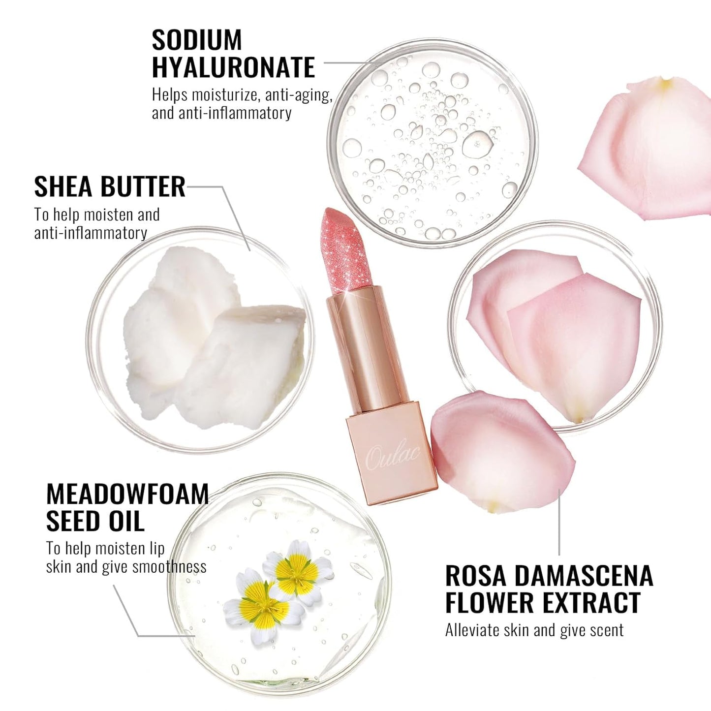Oulac Infinity Moisture Shine Lipstick - High Shine Shimmery Finish, Super Creamy Texture, Medium to High Coverage - Gluten Free, PG14 La Vie en Rose