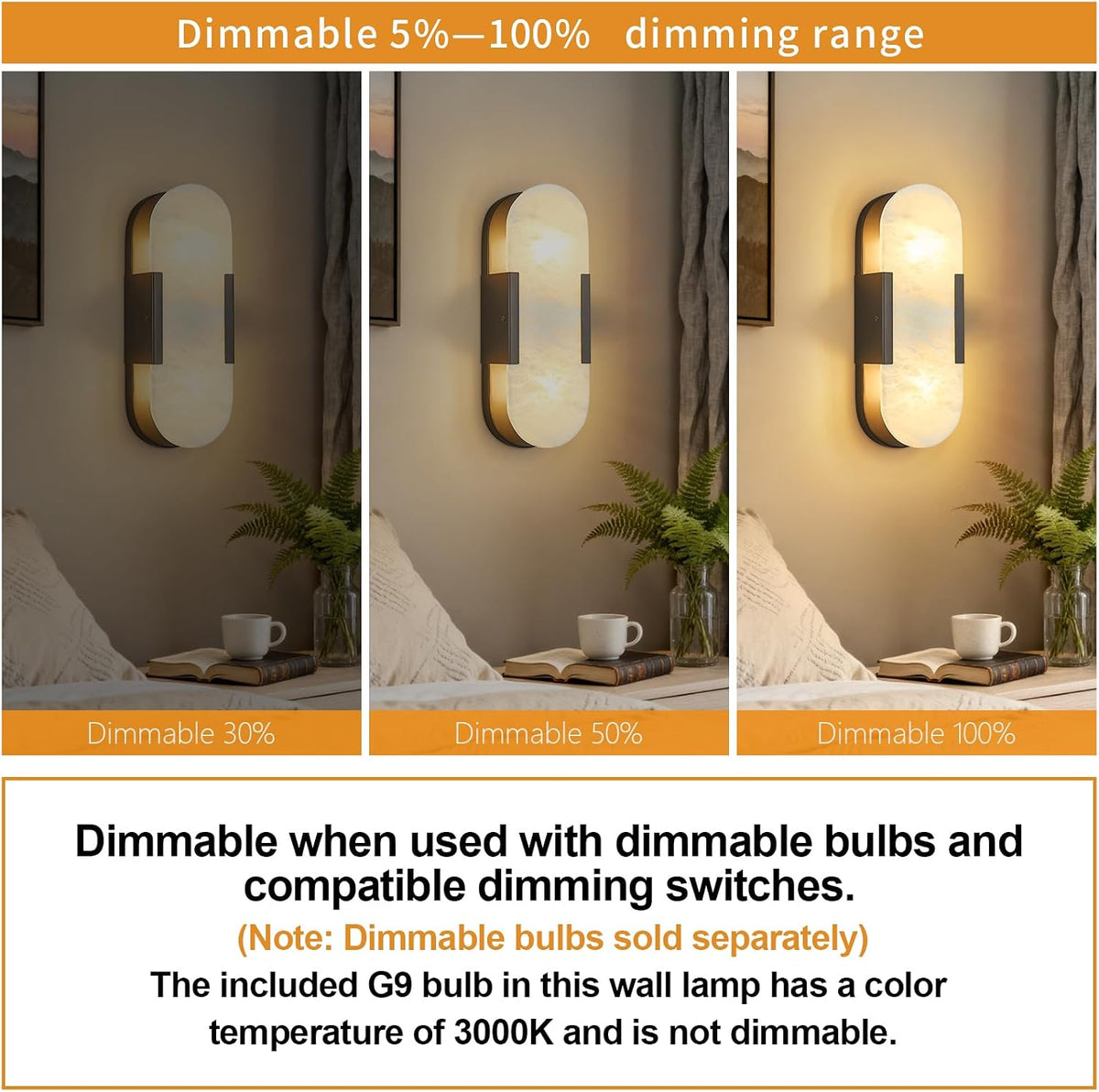 Natural Alabaster Wall Sconces Set of Two, Modern Marble Black Wall Sconce 14 inch Indoor Wall Lighting for Bedroom Bathroom Living Room Stairs