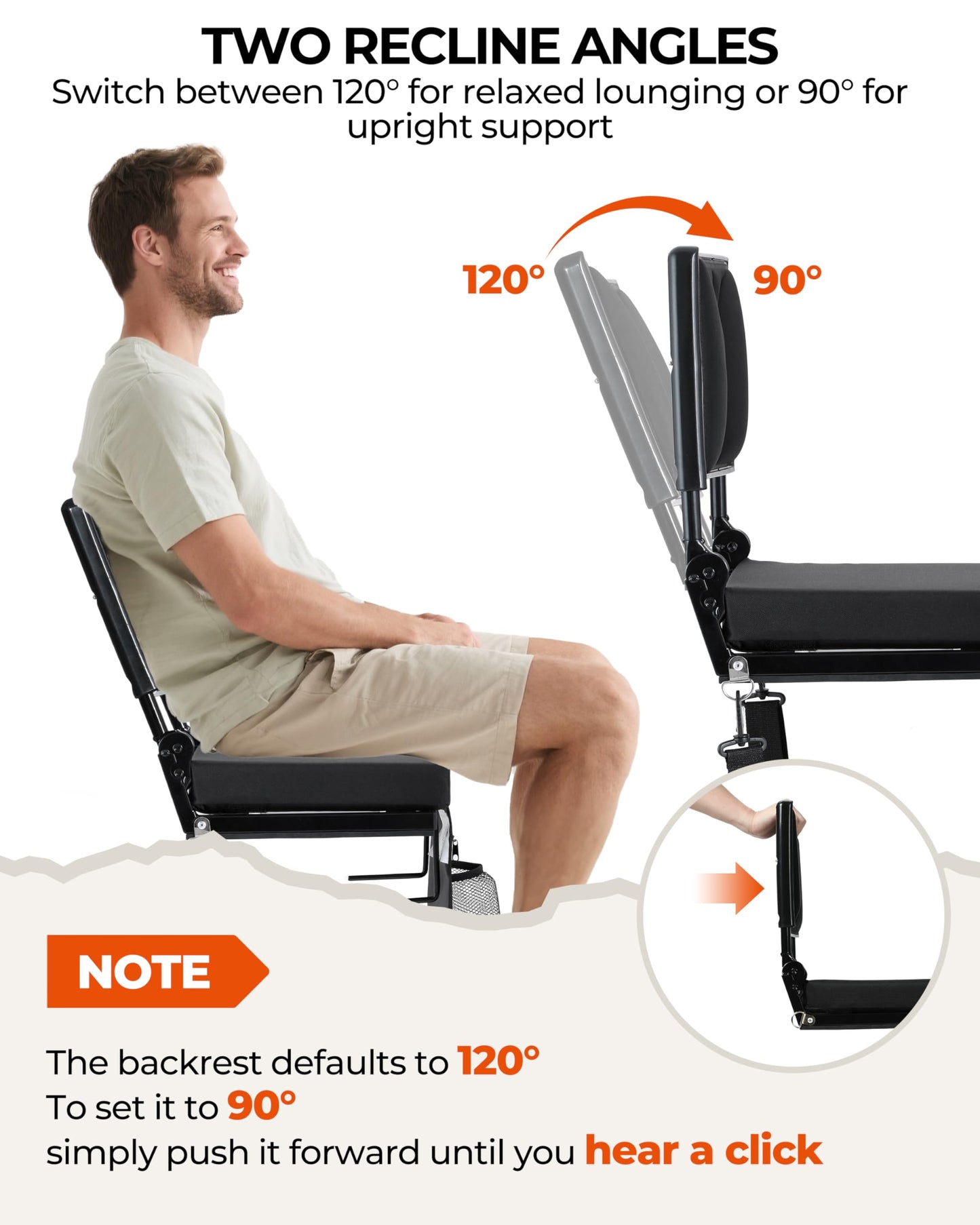 Sportneer Stadium Seats with Back Support: Height Adjustable Thick Padded Stadium Seats with Pocket, Shoulder Strap, Carry Handle, Cup Holder, Folding Stadium Chair for Sports Events Concerts Outdoor