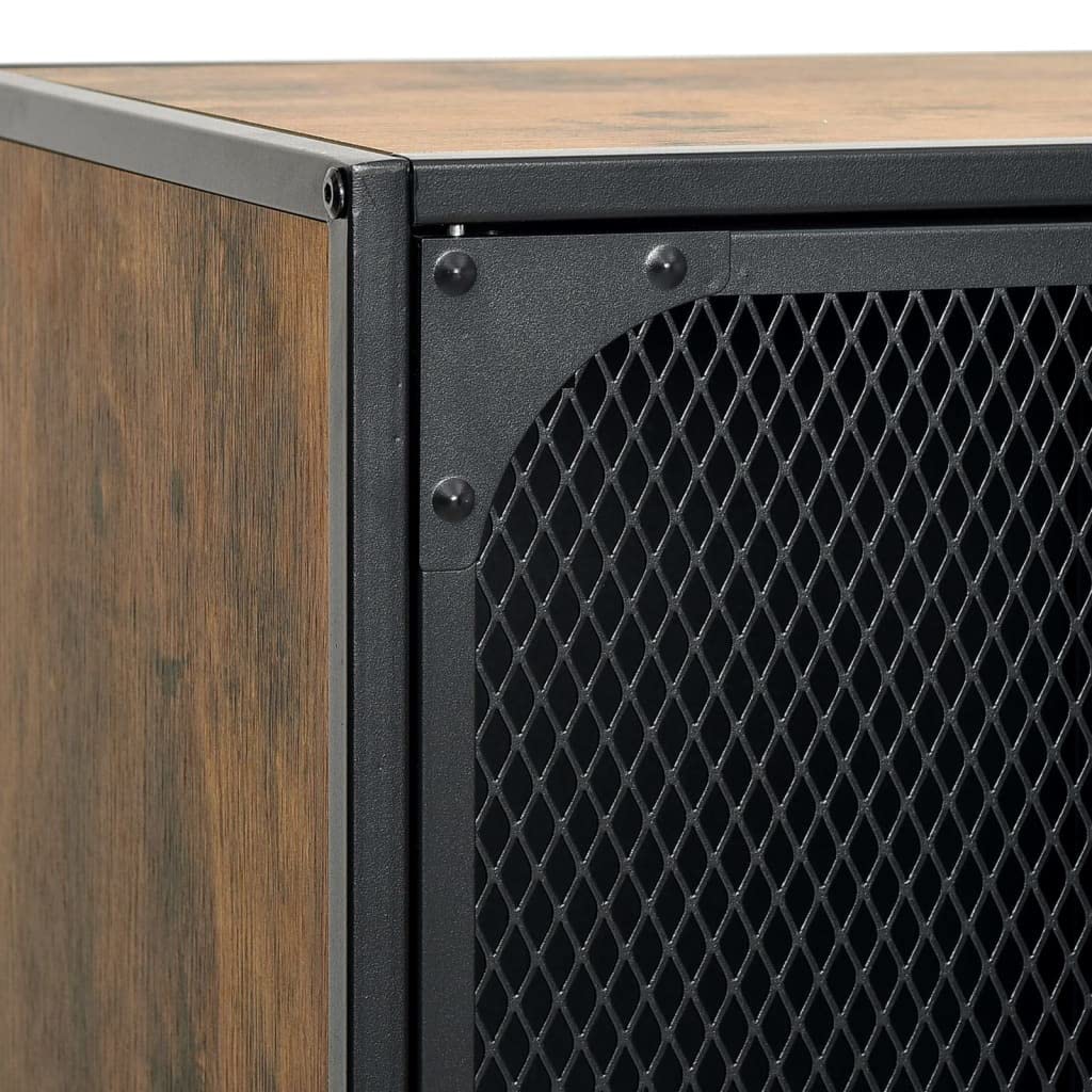 RJPLMFV Storage Cabinet Rustic Brown Metal and MDF Compact Cabinet