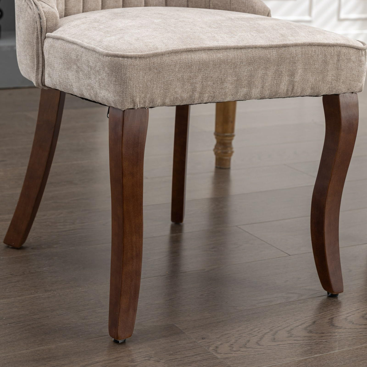LKTART Upholstered Dining Chairs Set of 6, Solid Wood Kitchen Dining Room Chairs with Thicken Padded and Nailhead Trim for Home Kitchen Bedroom Beige