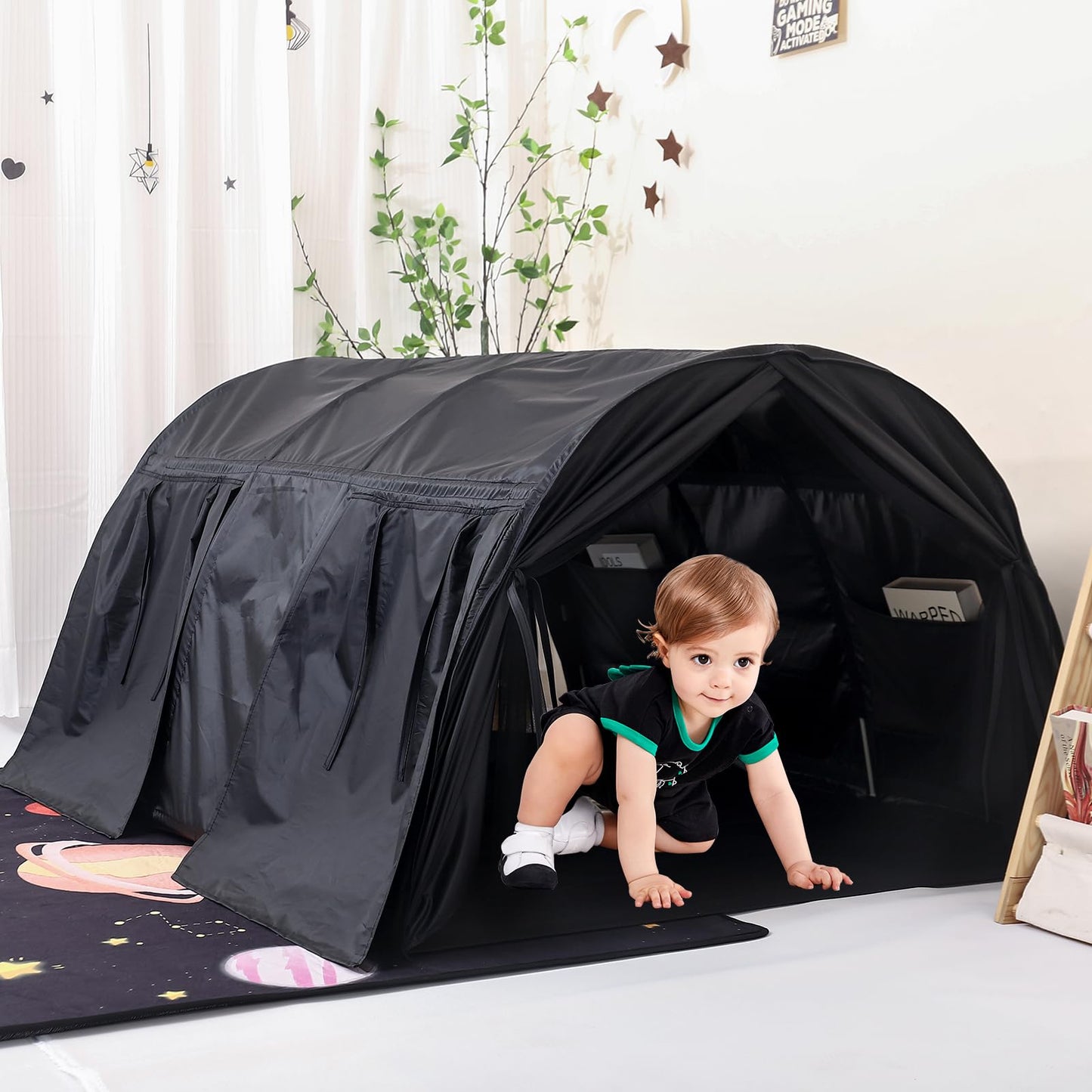 Sensory Bed Tent for Kids, Lucky Castle Black-Out Bed Tent for Children with Autism, ADHD, SPD- Calm Down Corner Helps Kids Relax, Reduce Anxiety & Improve Focus- PlayTent with Door & Window