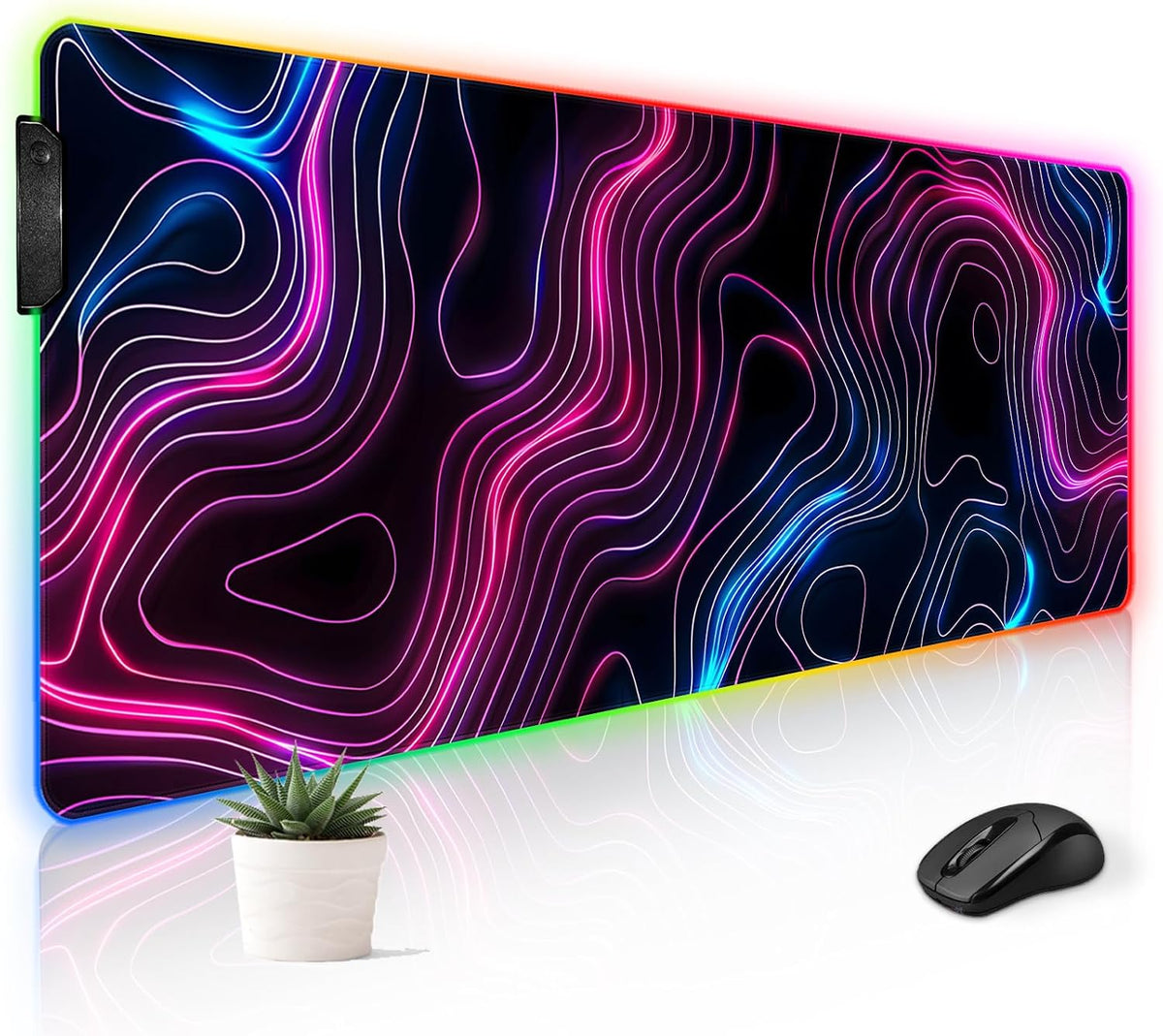 Desk Mat for Keyboard Extra Large Gaming RGB Mouse Pad, Topo