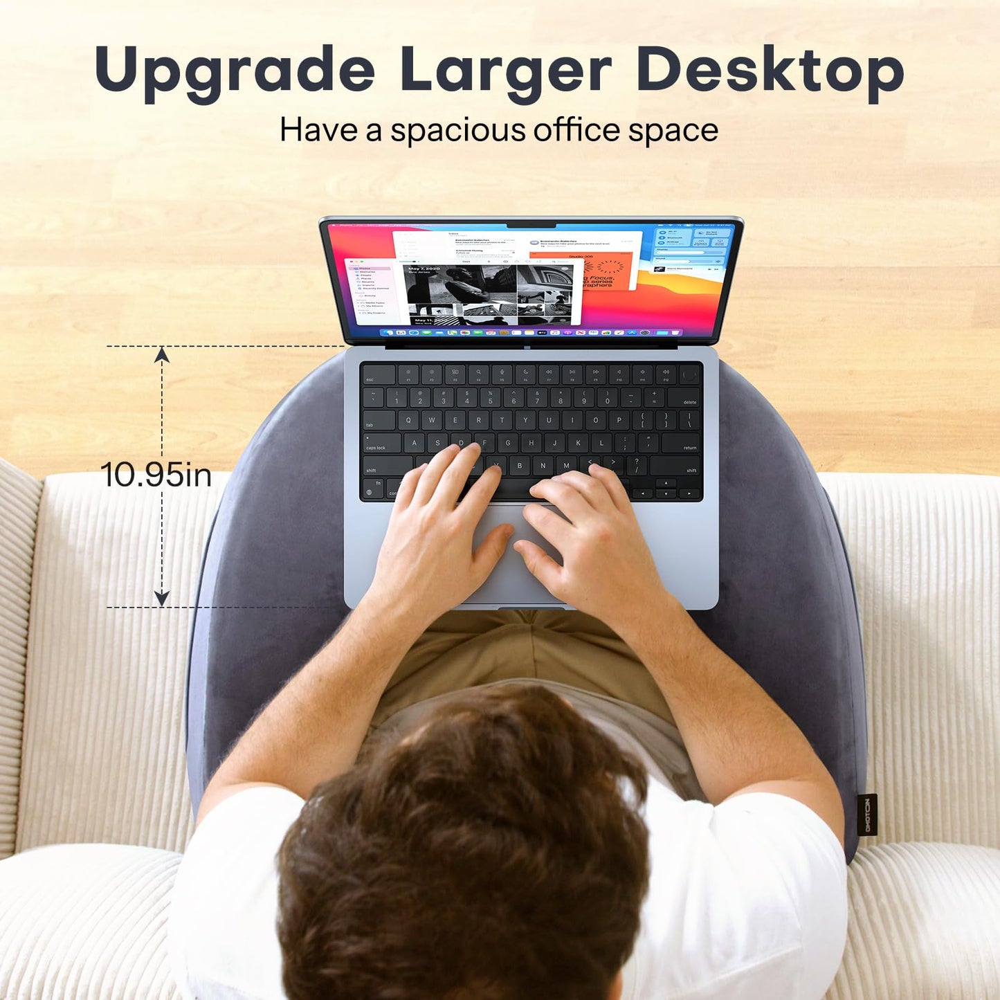 OMOTON Reading Pillow for Lap Desk, Upgrade Extra Large Gaming Pillow for Adult, Perfectly Fitting Your Body Memory Foam Arm Rest Pillow for Reading, Working, Playing in Bed Sofa (Deep Grey)