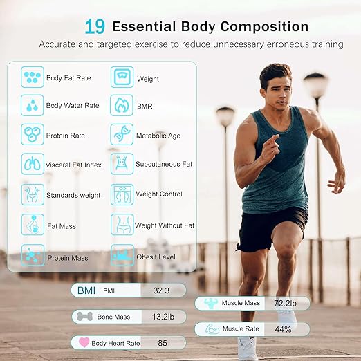 Multi Functional LCD Large Screen Intelligent Digital Body Fat Scale, Tempered Glass Bathroom Scale, Body Composition Analyzer with Smartphone Application and Bluetooth synchronous Scale