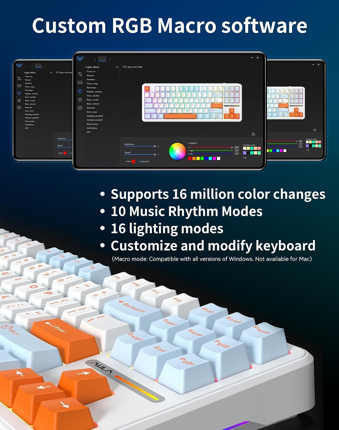 Aula F87 Pro Wireless Mechanical Keyboard, Tri-Mode Bluetooth/2.4GHz/USB-C