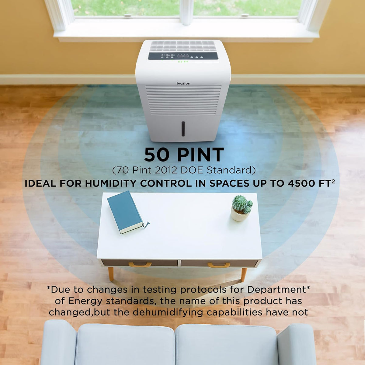Ivation 50 Pint Dehumidifier for Basement w/Pump & Drain Hose, 4,500 Sq Ft