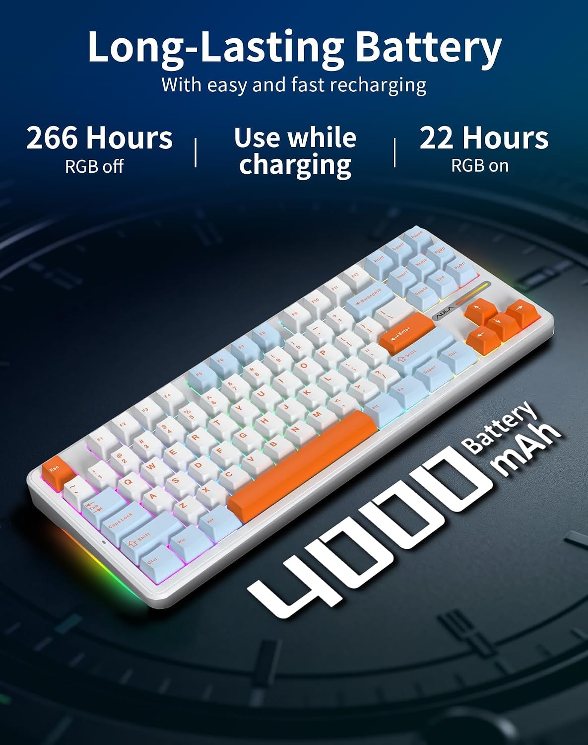 Aula F87 Pro Wireless Mechanical Keyboard, Tri-Mode Bluetooth/2.4GHz/USB-C