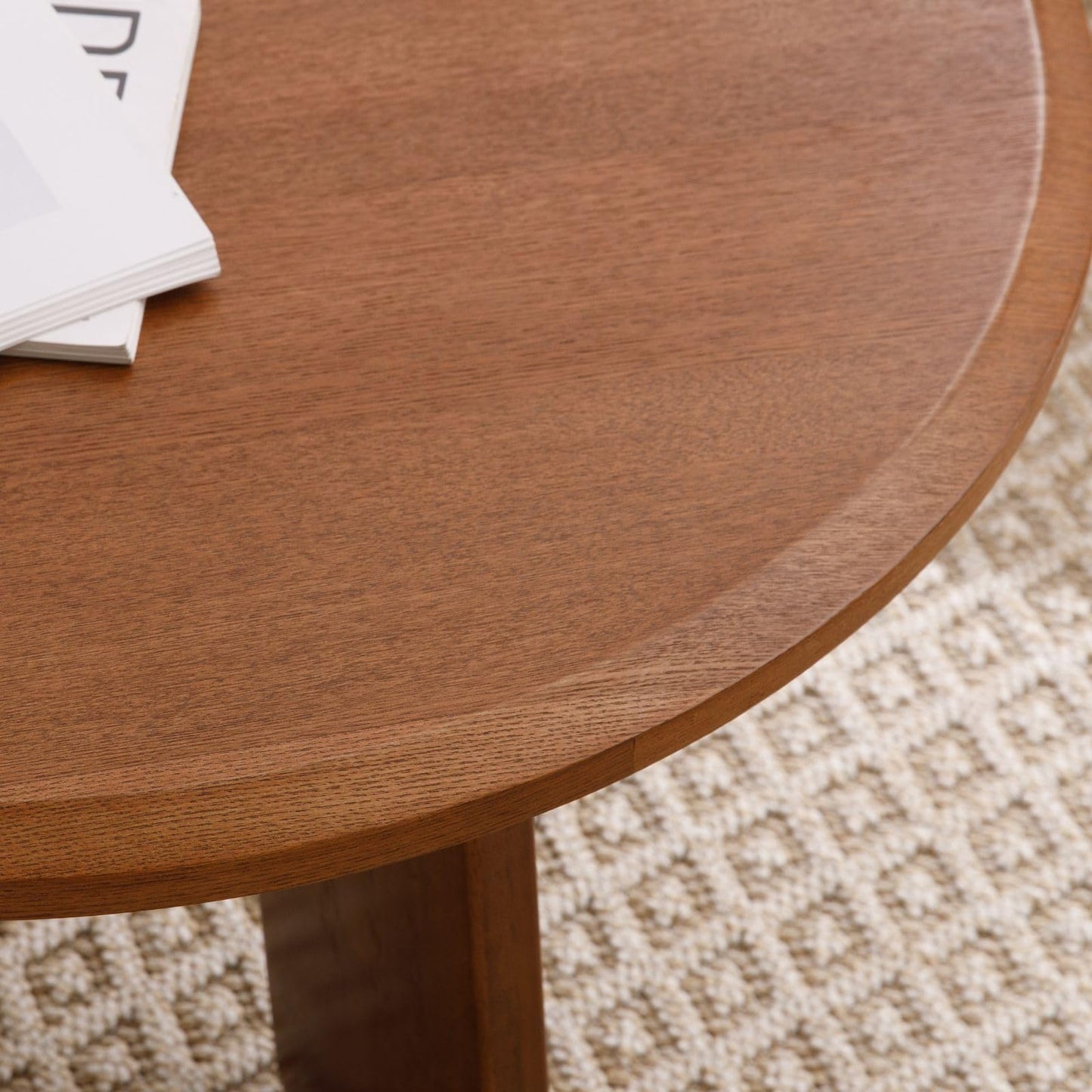 DAYALANE 32" Coffee Table for Living Room, Modern Small Round Coffee Table, Wooden Walnut Side Coffee Table with Legs, Accent Sofa Table Cute Circle End Table for Small Space, Reception, Office