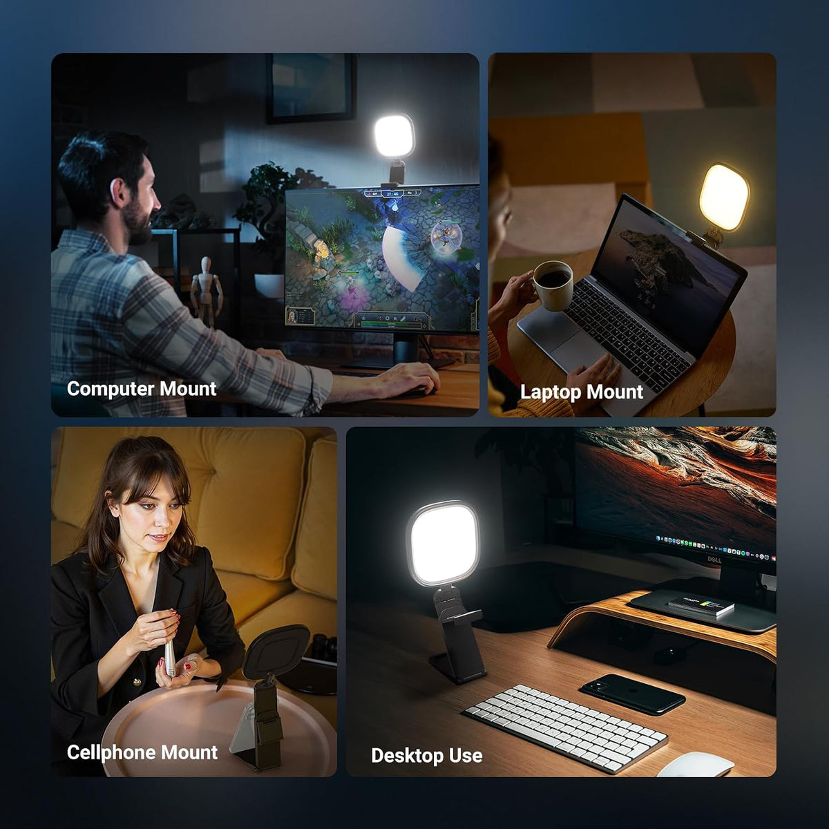 NEEWER BASICS 2Pcs 5" 10W LED Streaming Light, Bi Color Edge Lit Full Screen CRI95 USB Lamp with Multifunction Desk Stand, Monitor Laptop Computer Webcam Video Conference Zoom Recording Lighting, NL10