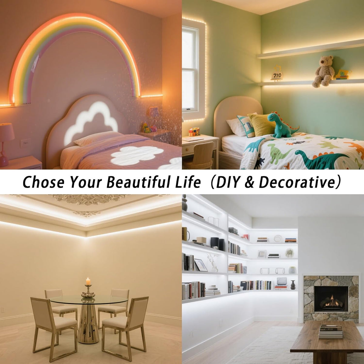 RadiantFlux 50ft LED Light Strip, Warm White Light 3000K-6000K, Ultra-Bright High Lumen, Dimmable 24V LED Light Strip with Remote Control, Flexible Light Strip for Easy Installation