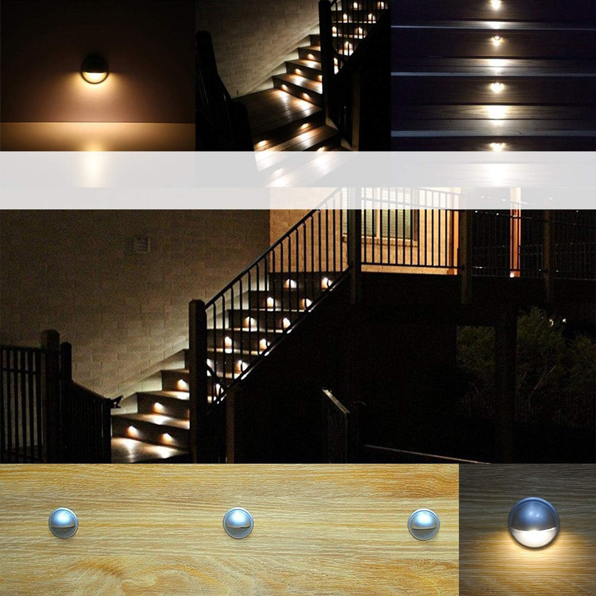 LED Deck Light IP67 Warm White Step Stair Pathway 12 Kit