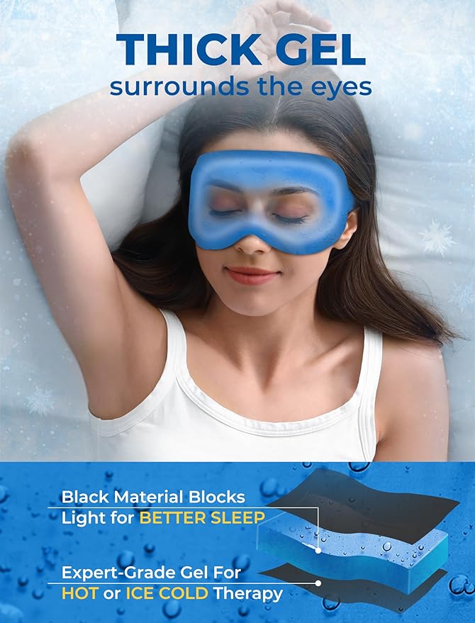 3D Gel Cooling Sleep Mask Blackout-Cold Eye Mask for Eye Compress, Cooling Weighted Eye Mask for Sleeping, Zero Eye Pressure, Ice Cold Pack, Cold Compress for Dry Eyes-Purple