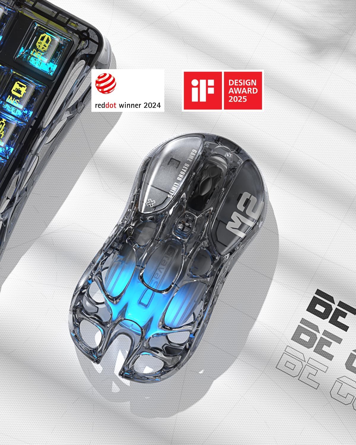 GravaStar Mercury M2 Wireless Gaming Mouse with RGB - Transparent Black