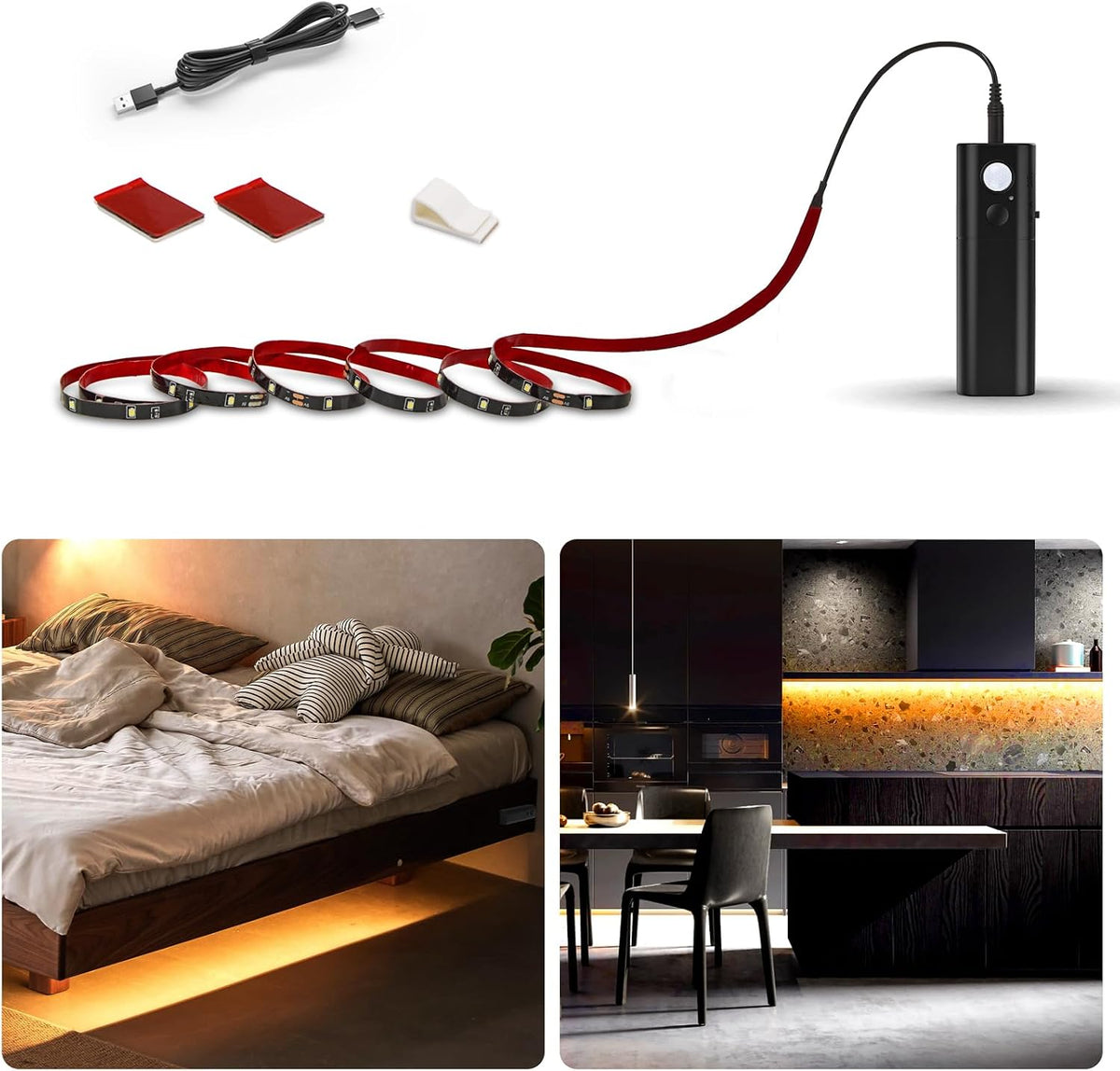 WOBANE Motion Activated LED Strip Light,6.56ft Closet Lighting Warmwhite