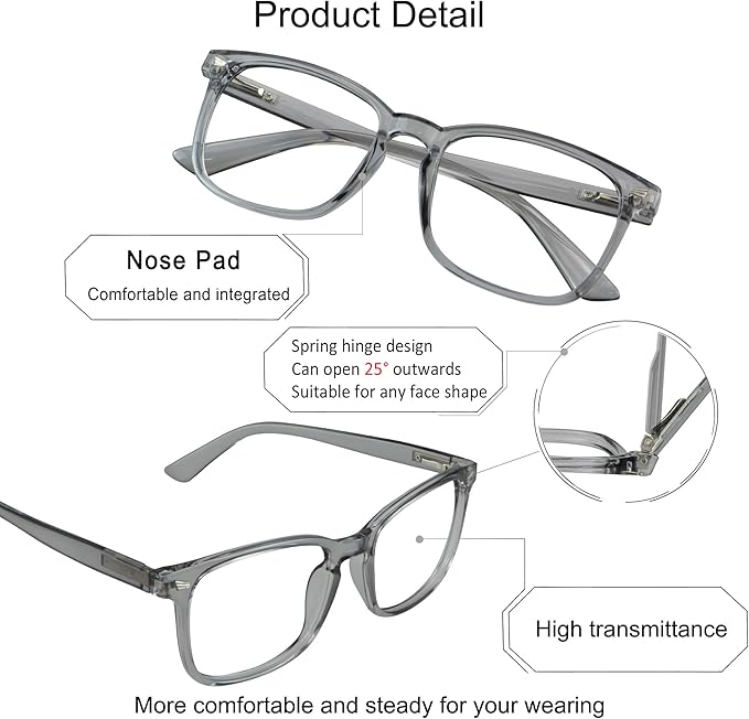 YEIN Bifocal Reading Glasses with Blue Light Blocking Lenses, Bifocal Reader for Women and Men, Vintage Square frame with Spring Hinge (+0.00/+1.75 magnification)